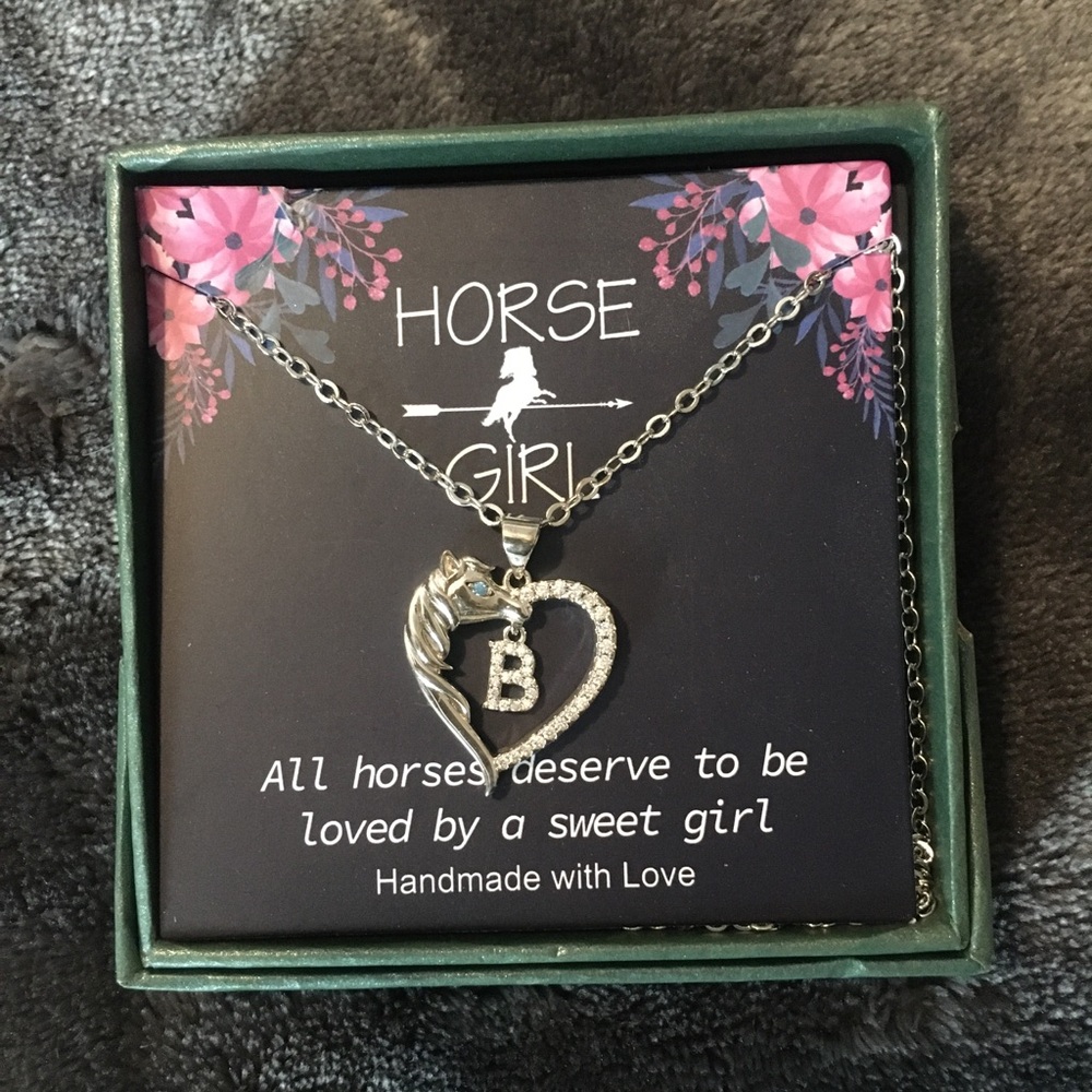 Silver Heart Horse Necklace